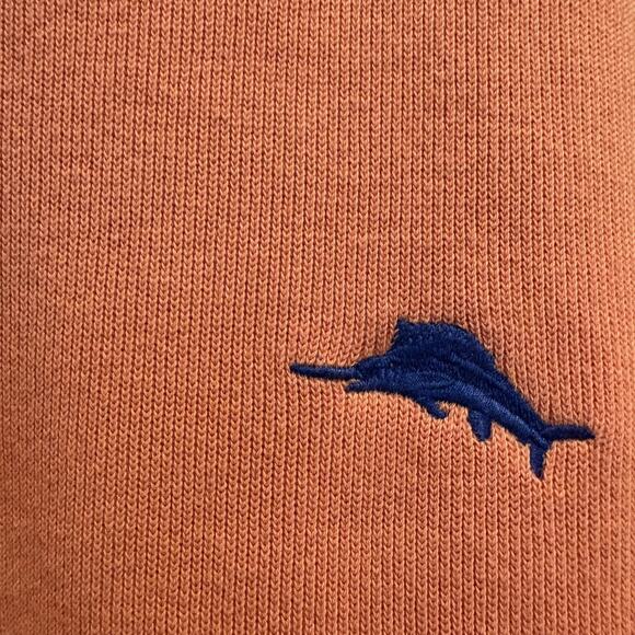 Tommy Bahama Sweater Mens Large Orange Cotton Quarter Zip Marlin Logo Pullover - Picture 6 of 13